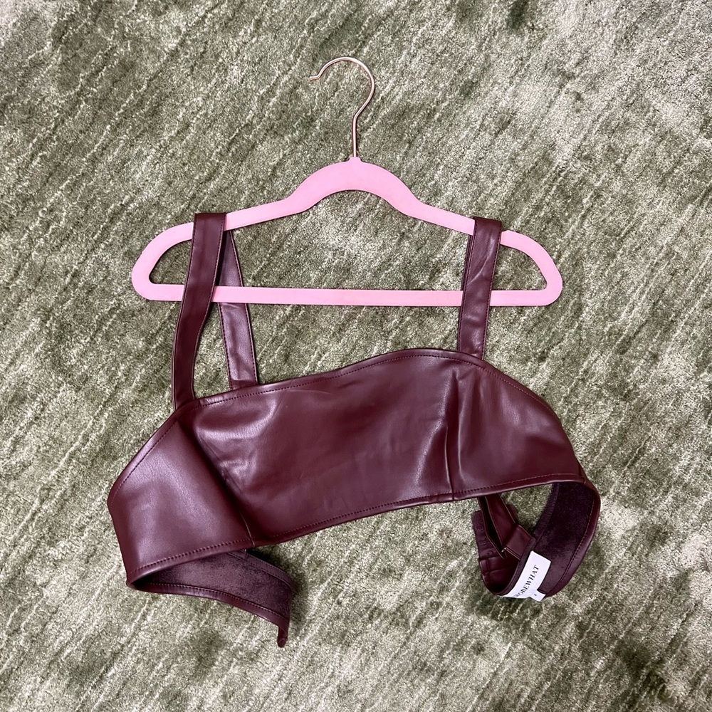 WeWoreWhat leather crop top